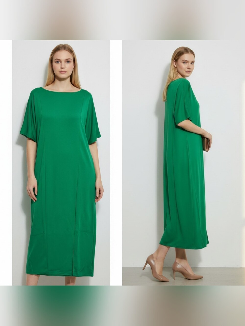 Torrid 4X midi studio bodycon dress jelly bean green slit stretch short sleeves